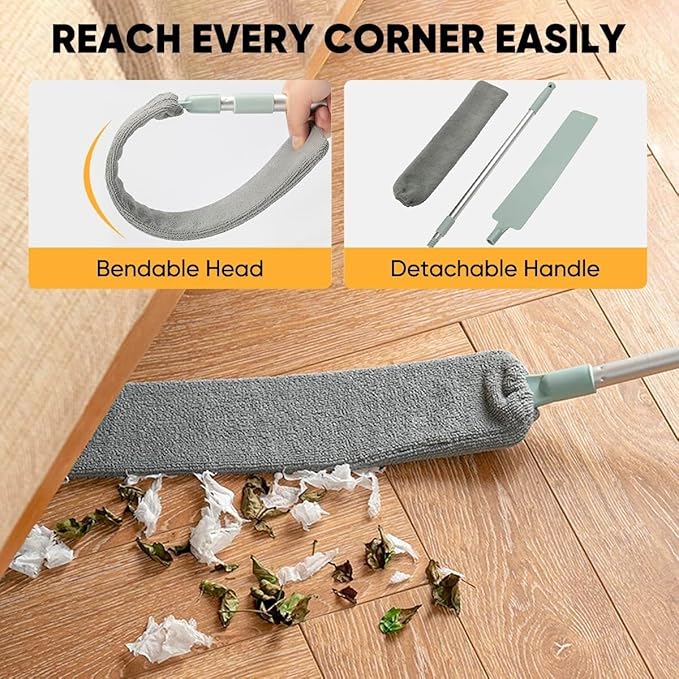 Retractable Crevice Duster with Microfiber Dust Cloth Retractable Duster Cleaning Tool for Home Kitchen Car and Hard-to-Reach Areas(2)