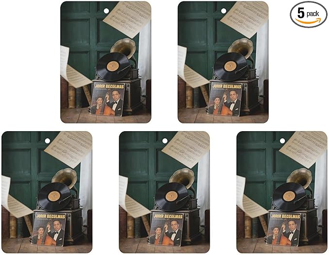 5PCS Car Air Freshener Hanging Personalized Double Sided Vintage Phonograph Car Fresheners Long Lasting New Cars Scents Cute Automotive Freshies for Closets Drawers (tea)