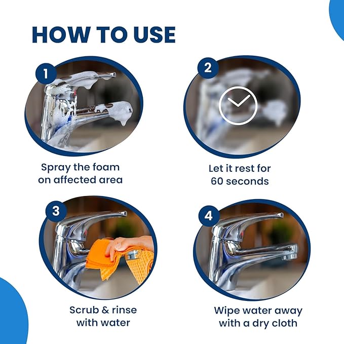 Hap-Pi Planet Tap Cleaner &amp Limescale Remover | Foaming Bathroom &amp Hard Water Stain Cleaner | Non-Toxic Plant-Based Formula | Multipurpose Cleaner for Tap Shower Tiles Mirror &amp Sink | 5