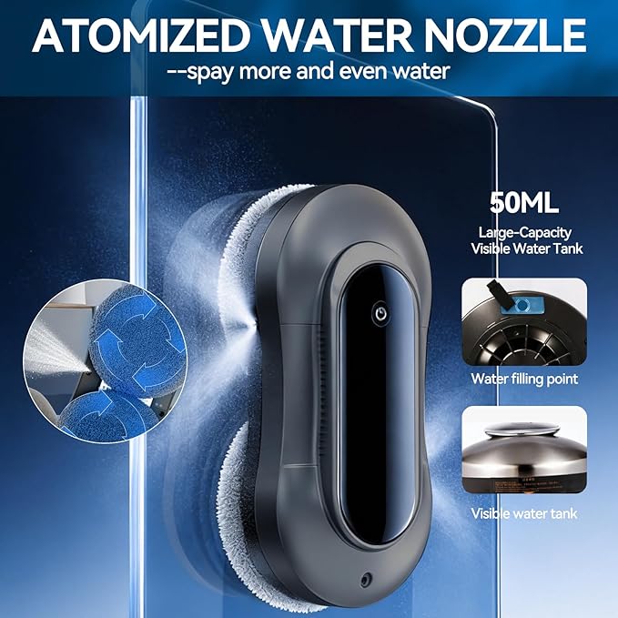 Window Cleaning Robot X11 Pro with Dual-Spray System 70ml Water Tank 3000Pa Strong Suction Auto Edge Detection 2 Cleaning Modes Remote Control for Frameless &amp Framed Glass