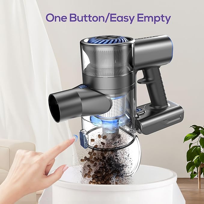 Cordless Vacuums 80000PRM Powerful Motor Vacuum Cleaner and 2200mAH Rechargeable Battery up to 35 Mins Worktime 2 Adjustable Modes Detachable Parts Wireless Stick Vacuum (Deep Blue)