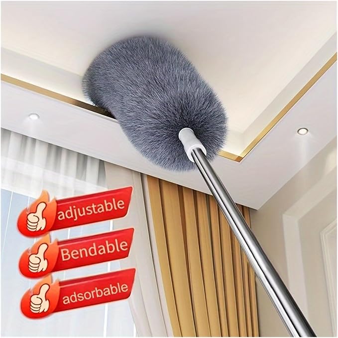 Multifunctional Retractable Duster with Bendable Head - Reusable and Washable for high Ceilings Furniture and car Cleaning(250cm)