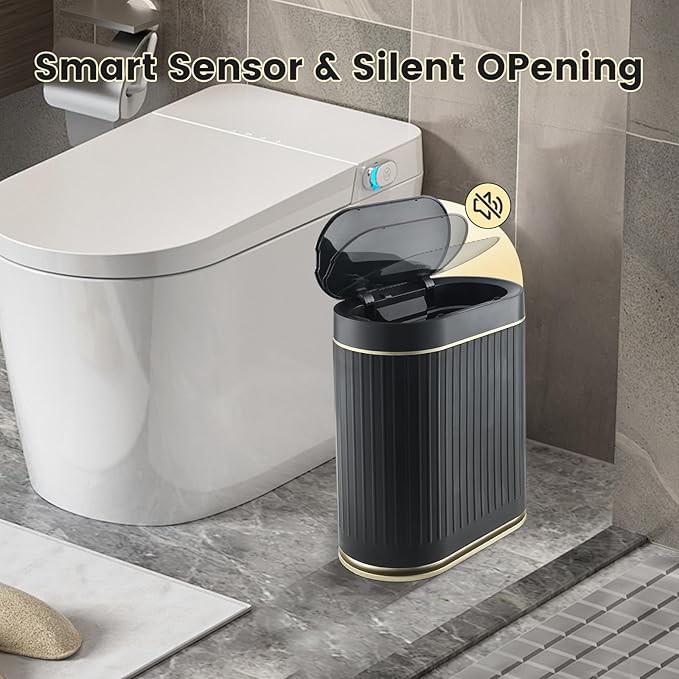 ELPHECO 2 Gallon Bathroom Trash Can with 120 Counts Trash Bags