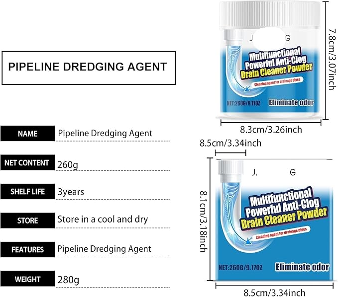 Drain Unclogging Cleaning Powder for Home Kitchen and Bathroom - Rapidly Dissolves Grease &amp Hair Eliminates Blockages &amp Odors(1PCS)