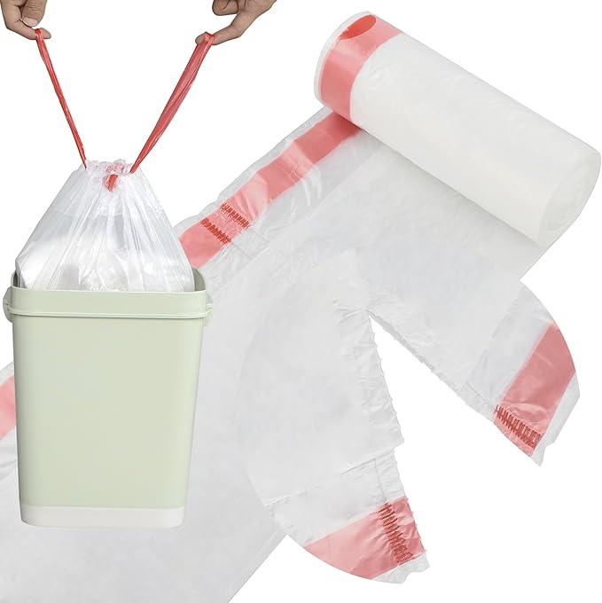 Pekky 13 Gallon Kitchen Drawstring Trash Bags Heavy Duty Clear 105 Counts