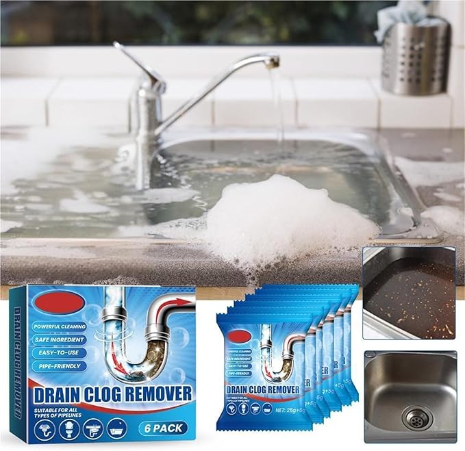 Household Drain Cleaner Powder Quickly Dissolves Hair Grease Clogs In 30 Minutes Suitable For All Standard Pipes(1 box)