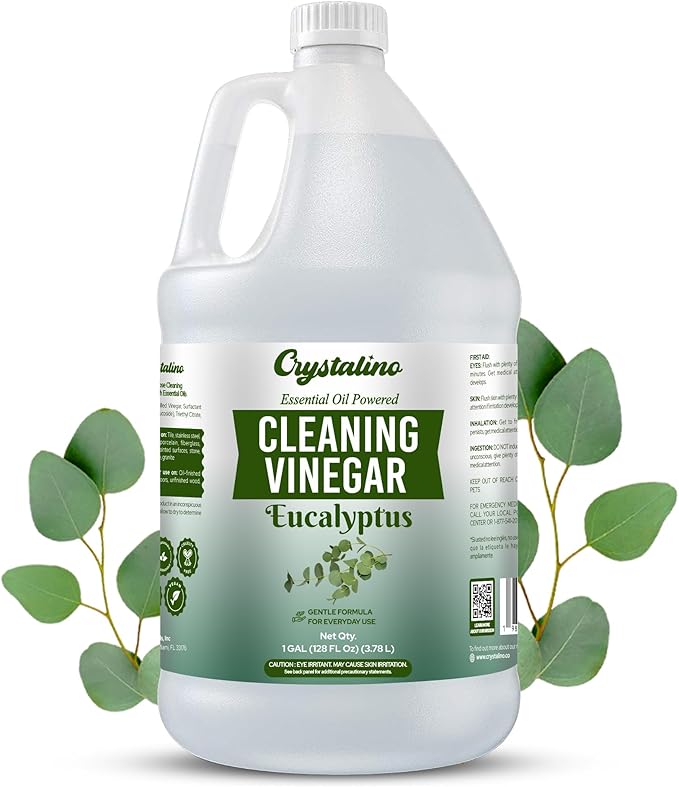 6% Cleaning Vinegar Cleaner (1 Gallon) Eucalyptus Essential Oil Powered for Home White Industrial Vinegar for Cleaning Purpose and Laundry Vinager Vinagre Blanco de Limpieza Vinger