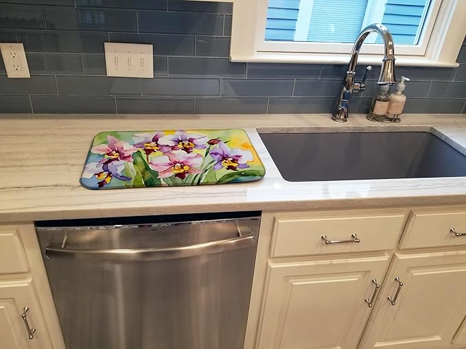 Caroline's Treasures DAC1589DDM Orchids in Watercolor Dish Drying Mat Absorbent Dish Drying Mat Pad for Kitchen Counter Dish Drainer Mat for Countertop 14 x 21 Multicolor