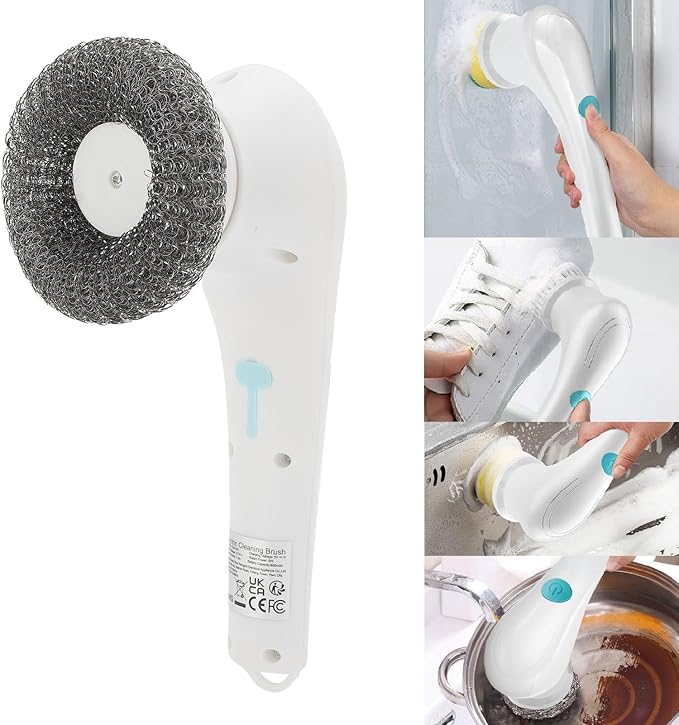 Electric Spin Scrubber Bathroom Cleaner with 5 Brush Heads Efficient Cordless Shower Spin Brush for Bathroom Sink Gas Cooking Top Shower