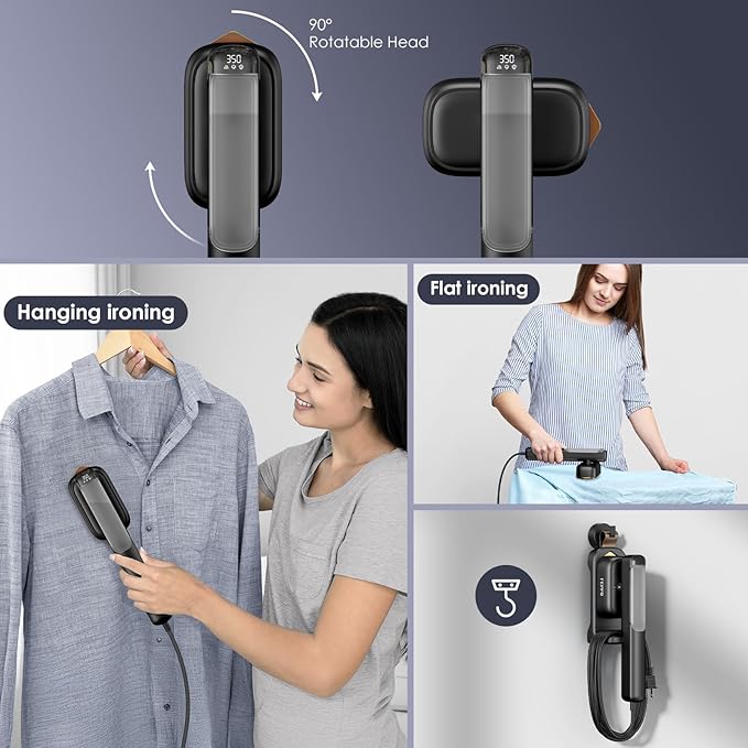 FEPPO Travel Steamer for Clothes 110-240V Dual Voltage Portable Steamer &amp Iron 2 in 1 Fast Heat Up 1100W Powerful Garment Steamer Large Ceramic Heat Panel for Home &amp Global &amp Europe Tr