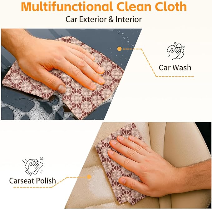Microfiber Cleaning Cloth Roll 50-Count Reusable Durable Absorbent Lint-Free Non-Scratch Towels Dish Rags for Kitchen Home Window &amp Screens Paper Towel Alternative Brown Dot 12x12 in