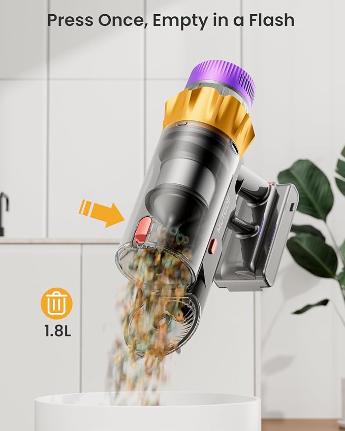 Cordless Vacuum Cleaner 650W 55KPA 70 Mins Vacuum Cleaners for Home Self-Standing Cordless Vacuum with Charging Dock Station LED Display Upgraded Anti-Tangle Stick Vacuum for Pet Hair/Carpet/Floor