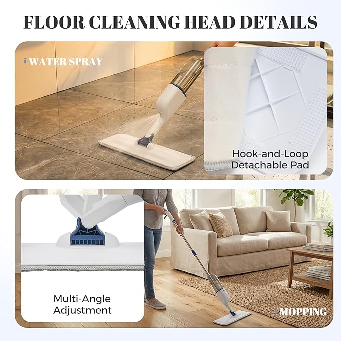 All-in-One Spray Window Squeegee and Floor Mop 50 Long Handle Spray Squeegee for Window Cleaning Professional Squeegee with Sprayer for Glass and Window Cleaning