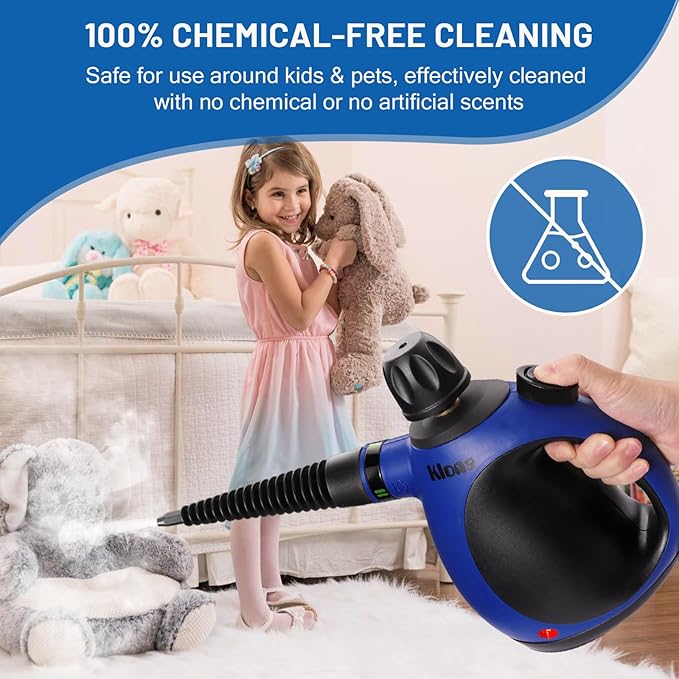 KLONA Steam Cleaner Multi-Purpose Handheld with 10 Accessories for Removing Steam Cleaner for All Dirt Upholstery Furniture Sofa Tiles FloorCar Window BathroomUpholstery.