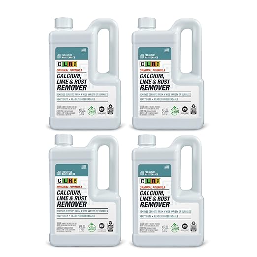 CLR PRO Calcium Lime &amp Rust Remover - Quickly Removes Calcium and Lime Deposits Stubborn Rust Stains and Household Hard Water Deposits - 42 Ounce Bottle (Pack of 4)
