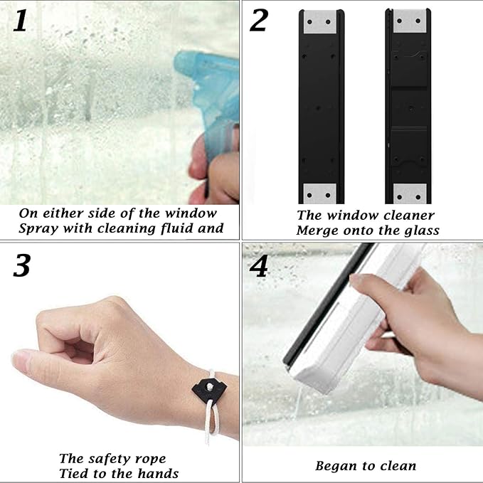 Upgrade Magnetic Window Cleaner Double Side Glass Wiper Cleaner for Single or Double Glazed Window 0.1-1.2 Indoor &amp Outdoor Glass Washing Cleaning Tool Brush (White(Single Glass 0.3-0.6))
