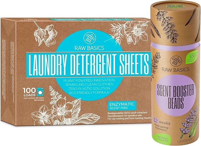 Scent Booster for Washer Lavender Aroma and Laundry Sheets 100 Loads