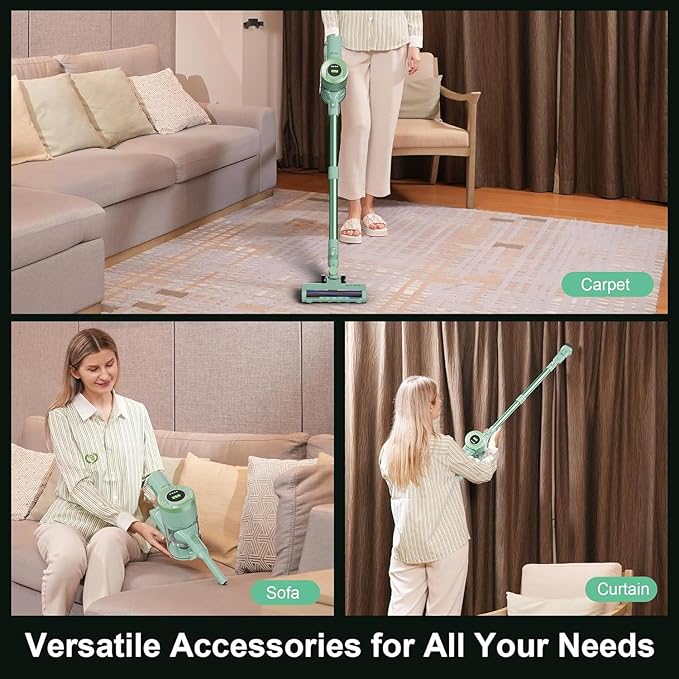 Cordless Vacuum Cleaner Handheld Stick2200mAh Rechargeable Battery 30KPa Lightweight Small Vac Electirc Broom 40Mins Runtime for Home Hard Floor Carpet Pet Hair Cleaning LED Screen