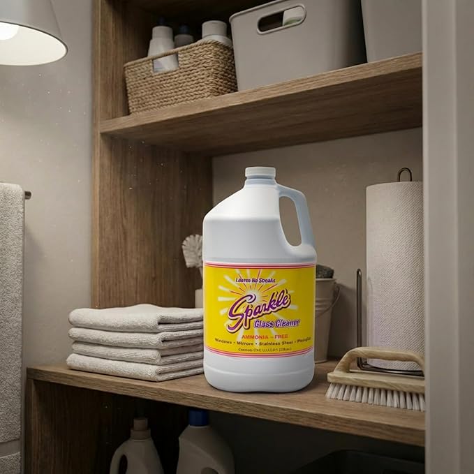Sparkle Glass Cleaner Refill 1 Gallon (128 Fl Oz) – Ammonia-Free Heavy Duty Streak-Free Formula for Windows Mirrors &amp Glass (Pack of 1)
