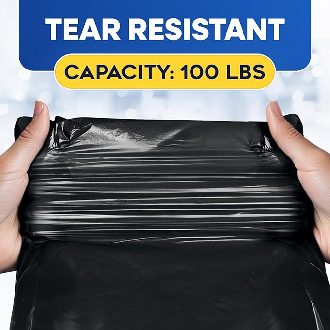 55 Gallon Trash Bags 2 Mil Large Garbage Bags for Rubbermaid Brute 44-55 Gallon Trash Cans 38x58 Black Trash Can Liners Pack of 100
