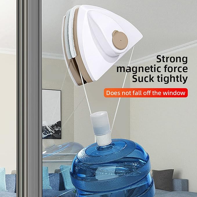 Magnetic Window Cleaner Double Side Magnetic Wash Window Wiper Magnetic Brush Magnetic Household Glass Cleaner Magnetic Window Cleaning Brush Tool Adjustable Thickness 15-30Mm