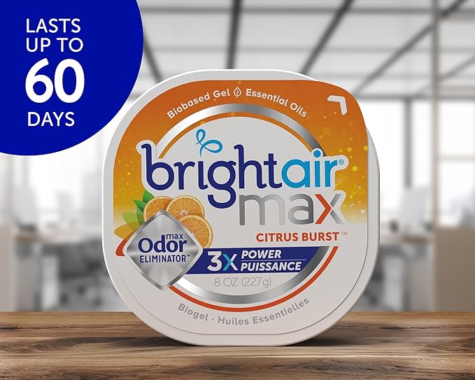 Bright Air Max Odor Eliminator Gel Biobased Air Freshener Cruelty Free Citrus Burst Scent 8 Oz Each 6 Pack