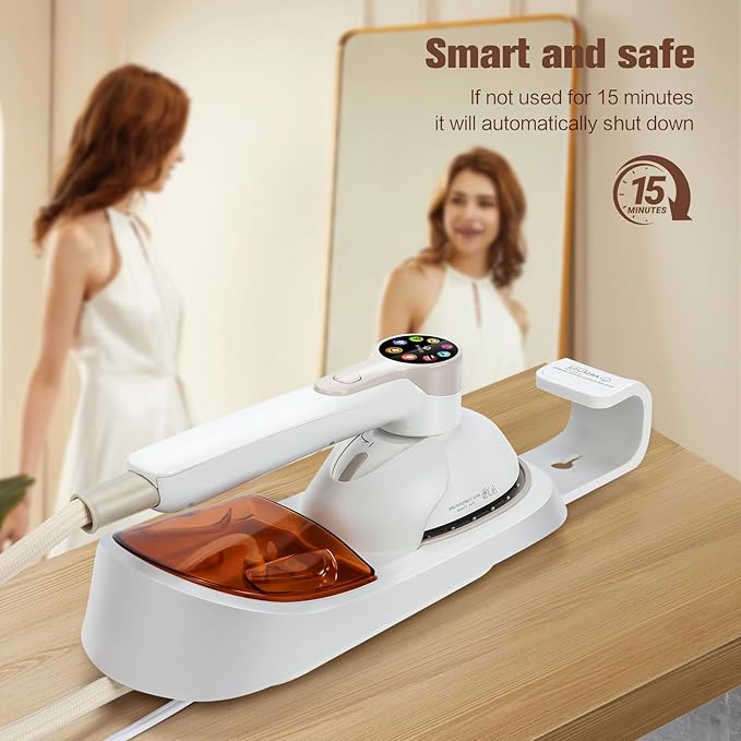 2-in-1 Handheld Steamer for Clothes &amp lron 145oW Portable Garment Steamer with Smart LCD Display 40oml Large Tank8 Steam Levels 90° Rotating Head Fast Heat &amp Auto-Off for Home/Travel
