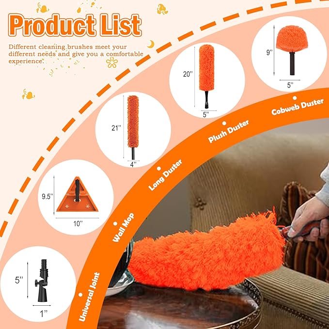 26FT Reach Dusters for Cleaning Ceiling Fan Cleaner Duster with Extension Pole Wall and Baseboard Cleaner Mop with Handle for Window Cobweb Fan Blade and High Ceiling