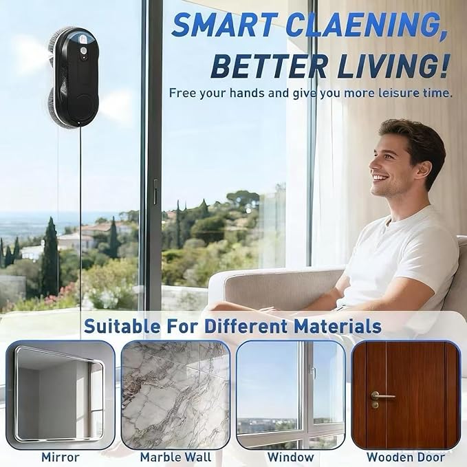 Obito X3 Window Cleaning Robot Dual Nozzles with Ultrasonic Spray 5.0 AI Path Planning Max 3200Pa &amp Steady-Climbing System Automatic Edge Detection Robot Window Cleaner Inside/Outside Black