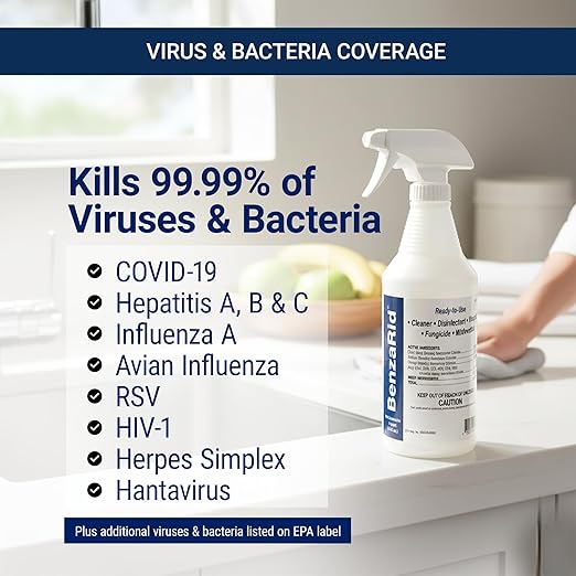 Pro Mold Killer Fungicide Disinfectant including Aspergillus Niger (Black Mold) H5N1 Pack | Multi-Purpose Fungicide Mildewstat Disinfectant Virucide | EPA Reg. 1 Gal + 32 oz.