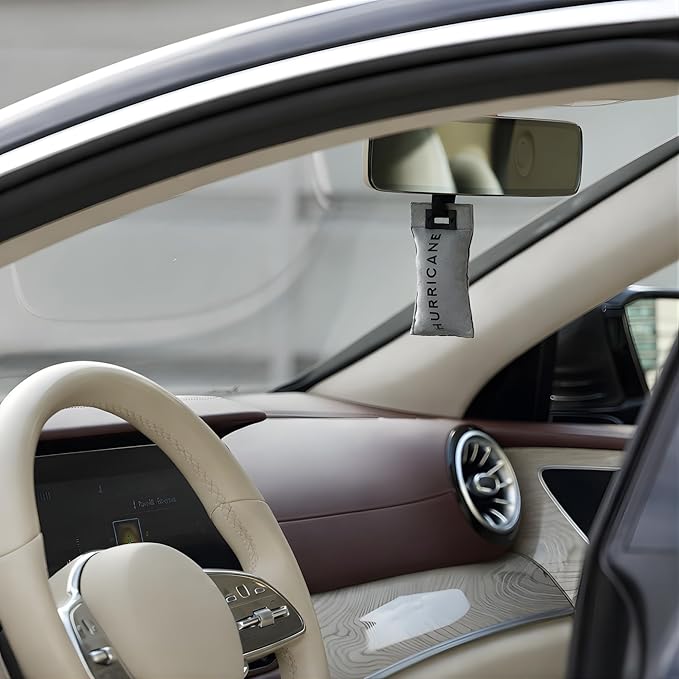 HURRICANE Car Air Freshener Gray – Long Lasting Natural Luxury Scent Hanging Lemon Iris Amber Sandalwood Automotive Accessories Refillable Car Perfume Spray for Men and Women