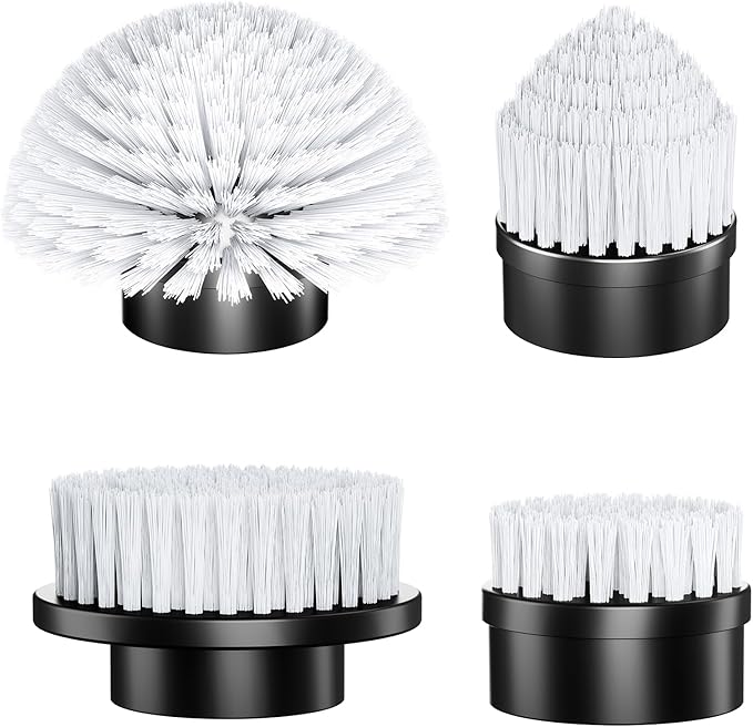 4 Replaceable Brush Heads for Uaoaii 21V Electric Spin Scrubber Cordless Shower Scrubber Replacement Brushes for Bathrooms Kitchens Floors Tiles Tubs Cleaning