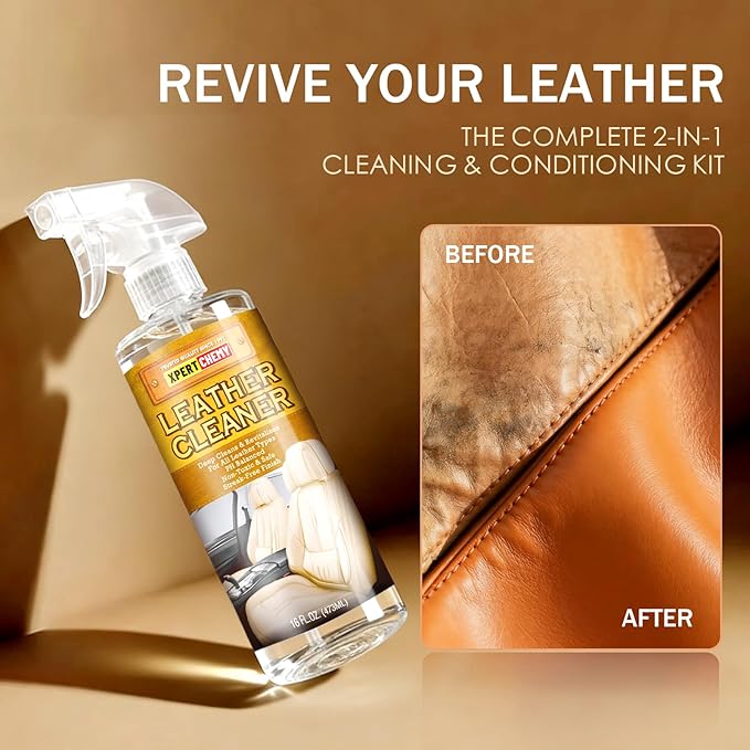Leather Cleaner and Conditioner Kit Leather Care for Car Seats Furniture Couches Boots Bags &amp More Safe for Any Color 2 x 16oz