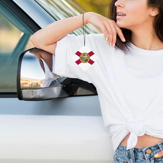 Florida State Flag Printing 10 Pcs Car Air Freshener Hanging Sheets Car Scented Hanging Sheets With Rope For Car Home