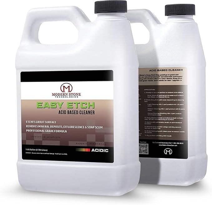 Easy Etch – Acid-Based Tile &amp Grout Cleaner Concentrate (Grout Haze/Mortar Smear Remover Mineral Deposit &amp Rust Stain Remover Grout Prep for Color Sealer)
