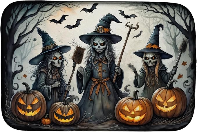 Caroline's Treasures DAC2292DDM Witches Spooky Halloween Dish Drying Mat Absorbent Dish Drying Mat Pad for Kitchen Counter Dish Drainer Mat for Countertop 14 x 21 Multicolor