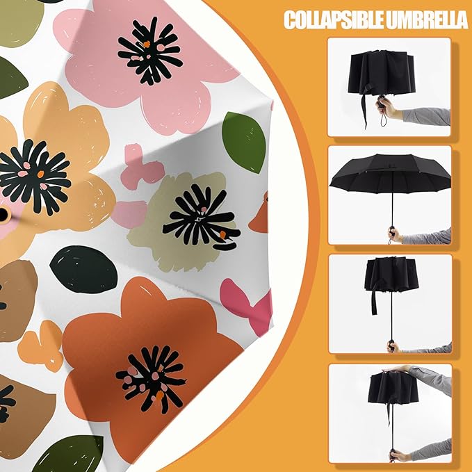 Small Compact Travel Automatic Folding Umbrella for Women Portable Lightweight Rain Wind UV Sun Shade