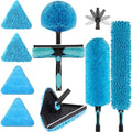 90° Foldable Baseboard Wall Cleaner Mop Cobweb Duster Window Cleaning Squeegee Dusting Kit for Extension Pole(Pole Not Included) (1)
