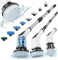 Leebein Electric Spin Scrubber Cordless Cleaning Brush with 8 Replaceable Brush Heads Tub and Floor Tile 360 Power Scrubber Dual Speed with Adjustable &amp Detachable Handle for Bathroom Kitchen Ca
