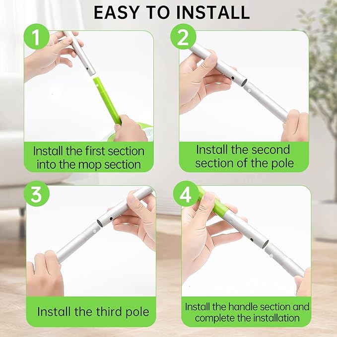 2-Pack Extra Long Detachable Mop Handles Green Compatible with Swiffer Dry &amp Wet Mops Easy to Install &amp Replace
