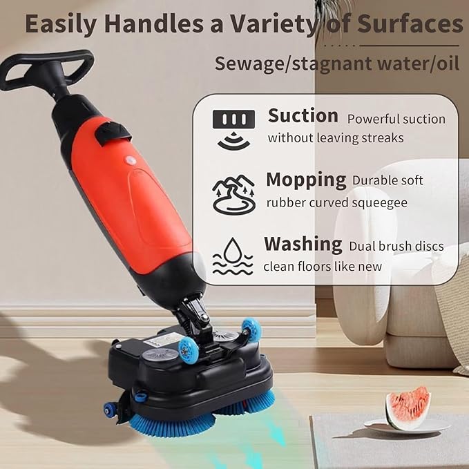 Carpet Cleaning Machine and Floor Scrubber 360 RPM Dual-Brush Rotary Floor Washer Cordless Design Mini Floor Cleaner 13000 ft²/h Efficient Cleaning for Commercial Spaces Schools Offices White