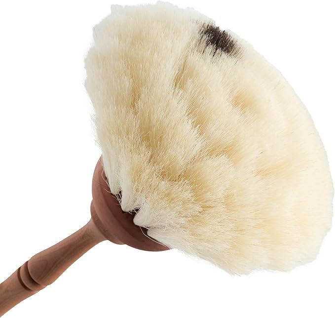 REDECKER Goat Hair Dust Brush with Oiled Pearwood Handle 13-1/2 inches - Natural Bristle Duster Cleans Delicate Surfaces Hanging Loop for Storage - Goat Hair Dusting Brush Made in Germany