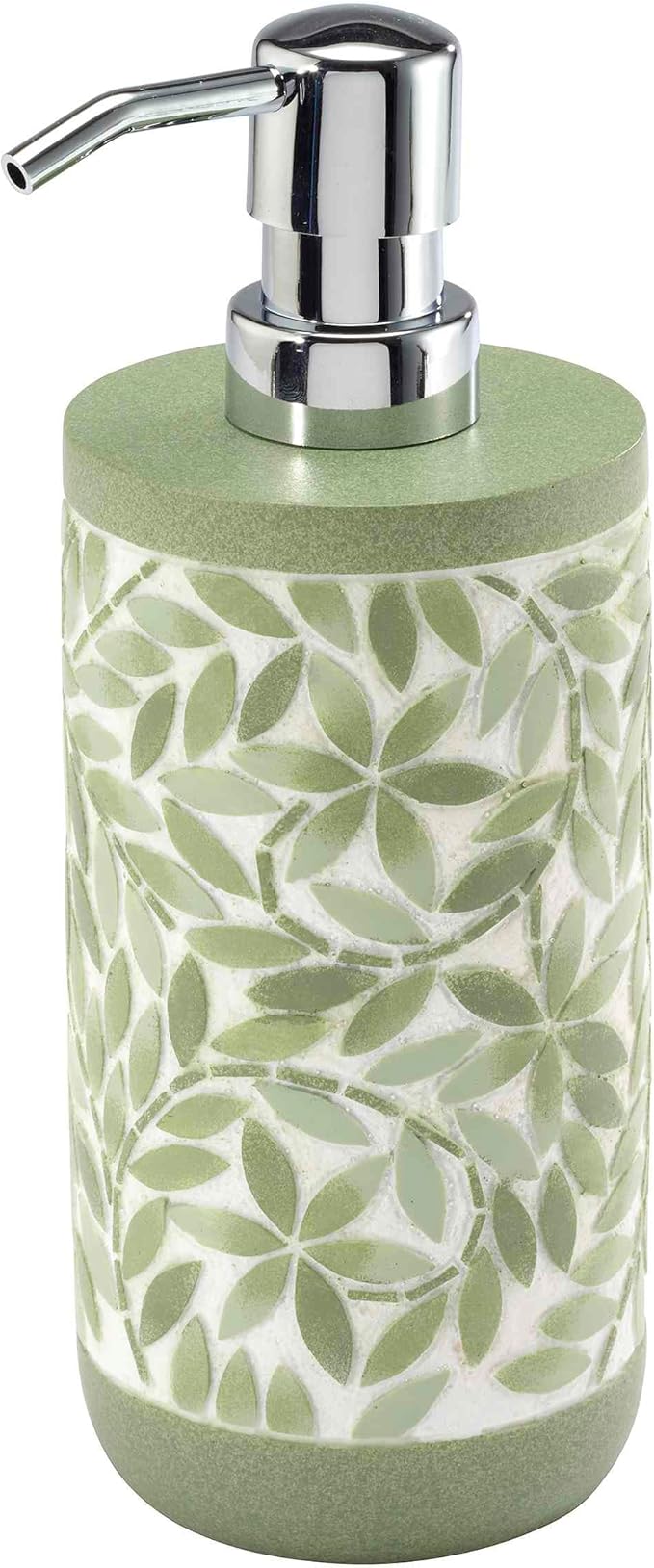 Avanti Linens - Bath Set 3pc Countertop Accessories Resin Lotion Pump Covered Jar &amp Vanity Tray (Stratford Collection Green)