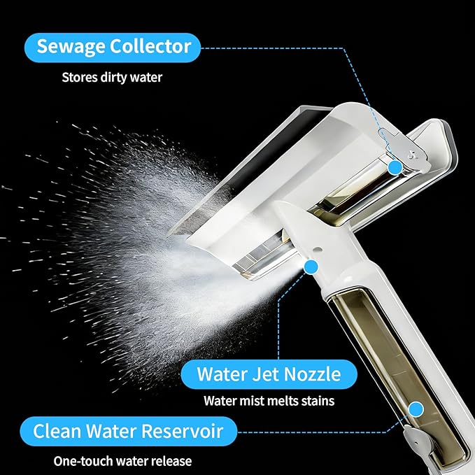 4-in-1 Window Squeegee with Sprayer &amp Remote Control Spray 74 Extendable Window Washing Kit with Extension Pole Window Cleaning Equipment for Indoor Outdoor High Window Car Glass &amp Shower