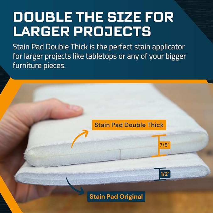 MāKRS Double Thick Stain Pad Cut-to-Size Staining Pads 2-Pack Lint Snag Streak-Free Applicator Micro Brush Material Wood Stains and Oil Based Finishes Easy to Use with Consistent Application