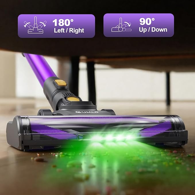 N15 Motorized Brush Flexible Floor Brush Head with Green LED Headlights Suit N15 Cordless Vacuum Cleaner(Purple)