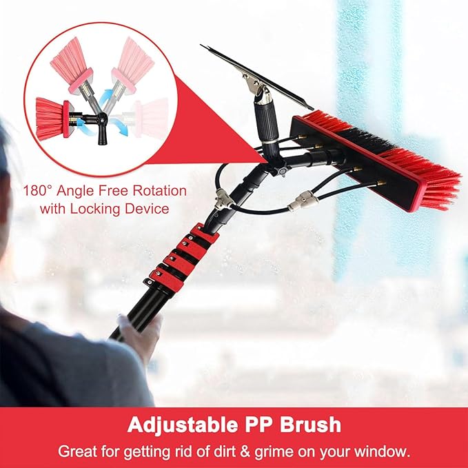 Window Cleaning Brush Poles Kit Water Fed Poles Brush Kit Solar Panel Cleaning Brush Telescopic Rod High Altitude Cleaning Telescopic Brush9m/30ft