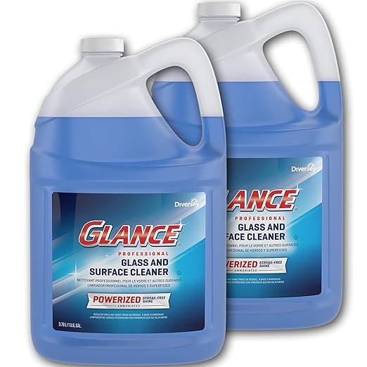 Glance CBD540311 Powerized Professional Glass &amp Surface Cleaner Streak Free Commercial Ammoniated Liquid Window Spray Ready-to-Use Refill 1-Gallon (Pack of 2)
