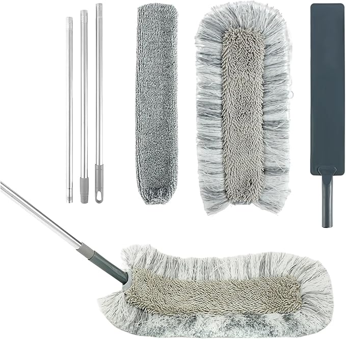 Telescopic Dust Mop with 67In Handle Floor Ceiling Broom Bed Bottom Dust Cleaner Sofa Dust Removal Brush Household Cleaning Tool