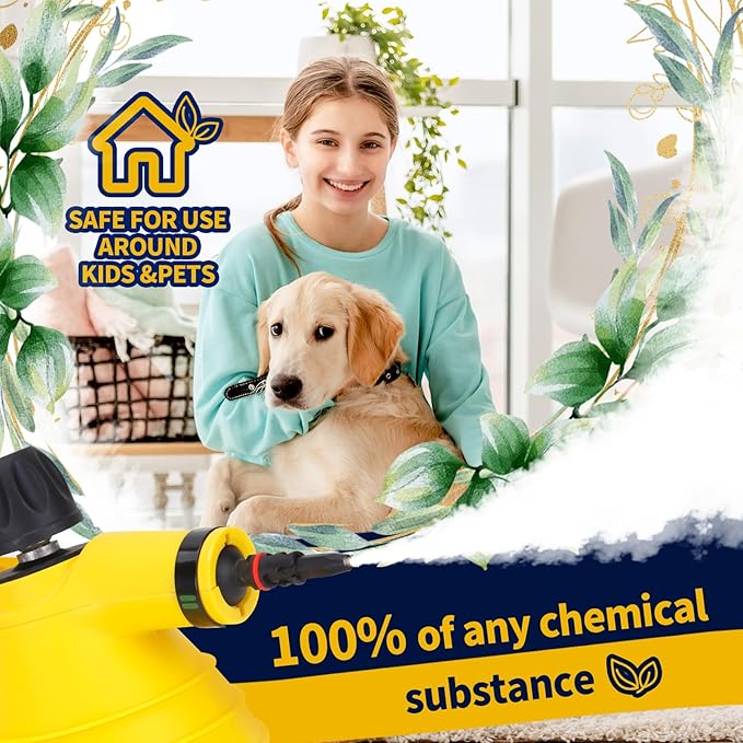 Handheld Steam Cleaner with 12pcs Accessories &amp Safety LockMulti-Purpose &amp Powerful Home Use Pressurized Steamer for CleaningCar Bathroom Shower Upholstery Grout Window Grime Grease